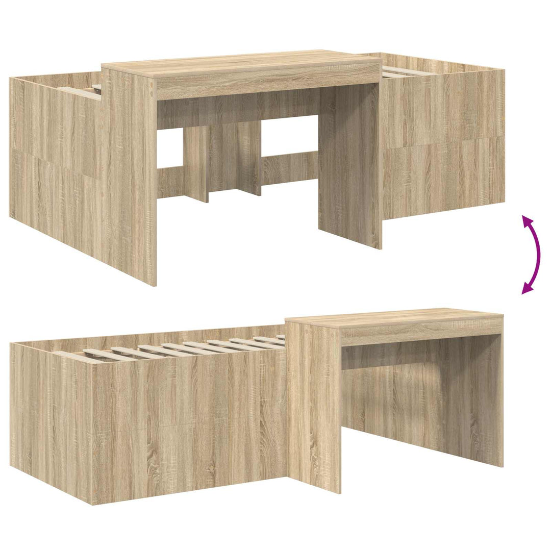 Børneseng med skrivebord Sonoma-eg 80 x 200 cm Konstrueret træ
