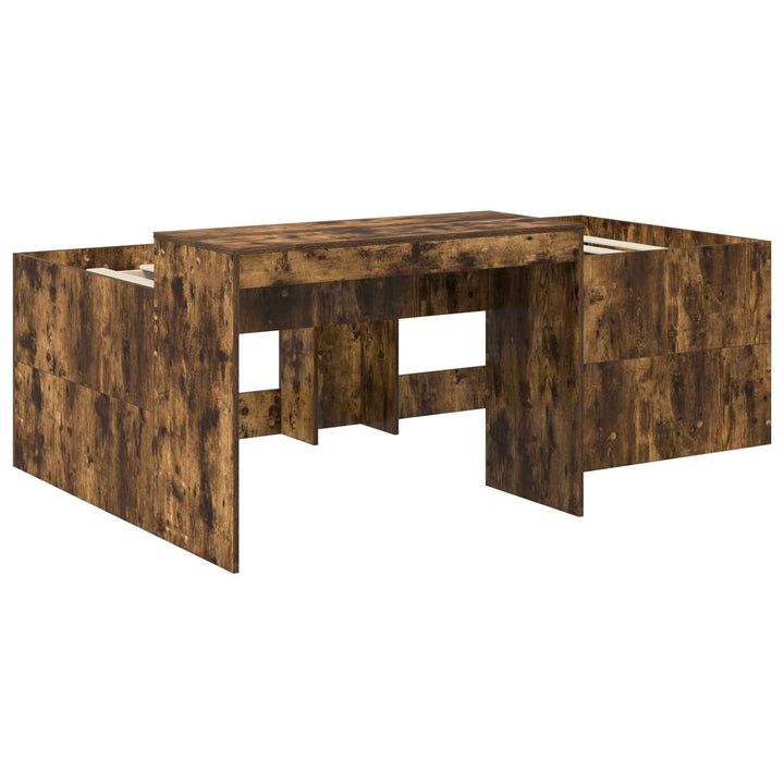 Børneseng med skrivebord Røget eg 80 x 200 cm Konstrueret træ