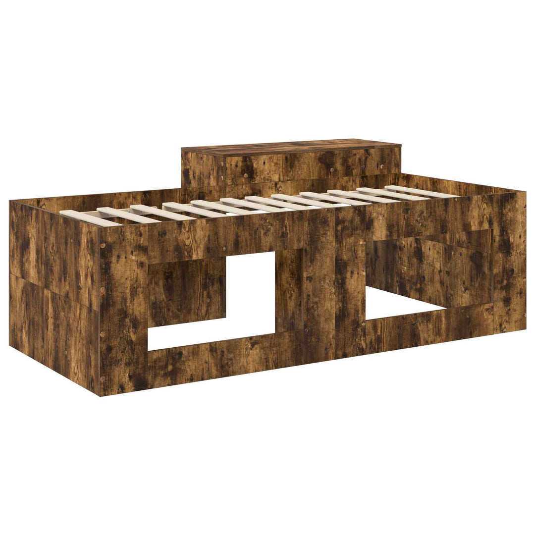 Børneseng med skrivebord Røget eg 80 x 200 cm Konstrueret træ