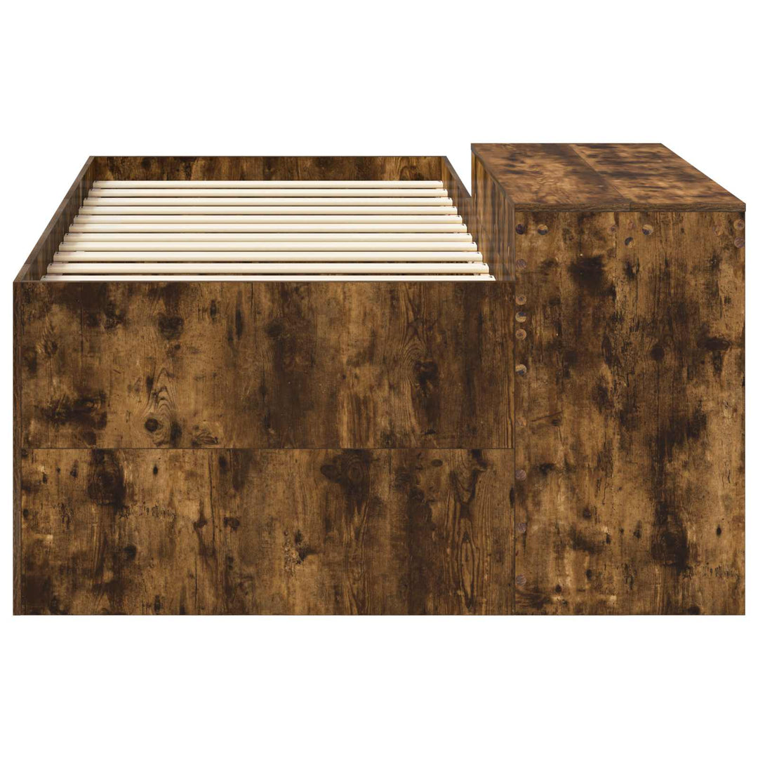 Børneseng med skrivebord Røget eg 80 x 200 cm Konstrueret træ