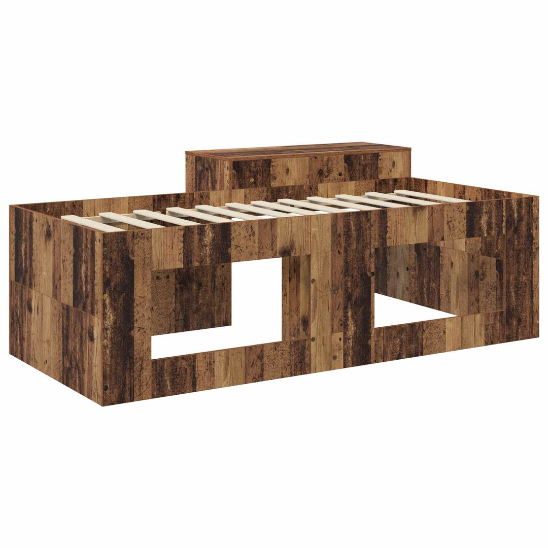 Børneseng med skrivebord Gammelt træ 80 x 200 cm