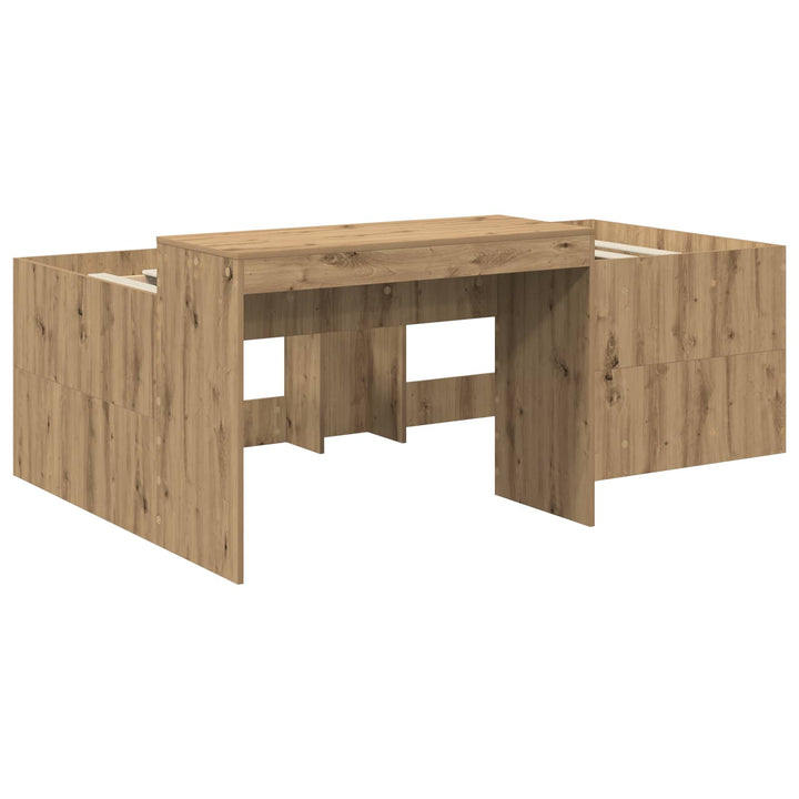 Børneseng med skrivebord Artisan-eg 80 x 200 cm Konstrueret træ