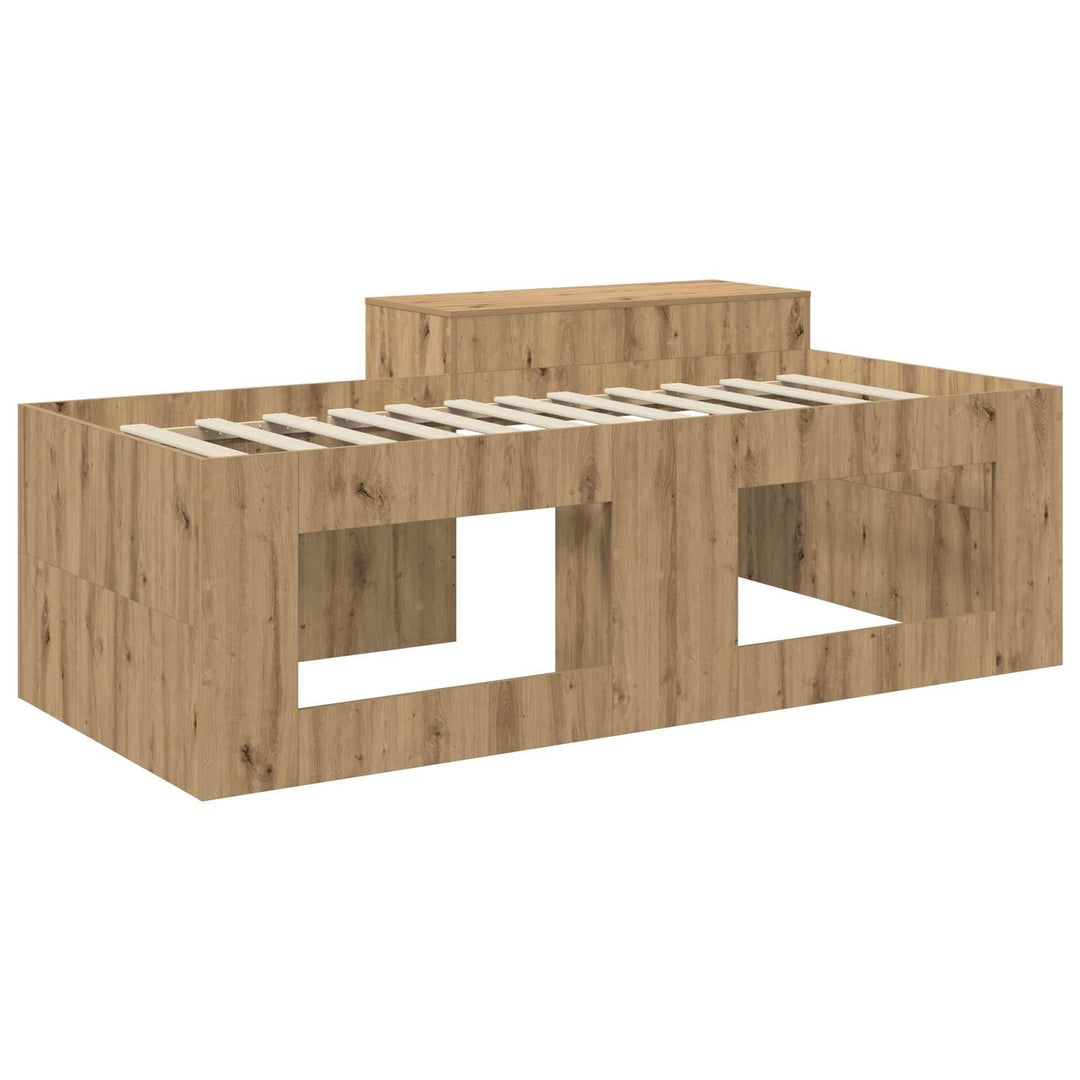 Børneseng med skrivebord Artisan-eg 80 x 200 cm Konstrueret træ