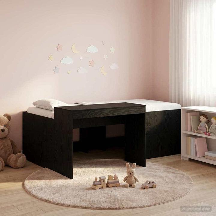 Børneseng med skrivebord Sort 90 x 200 cm Konstrueret træ