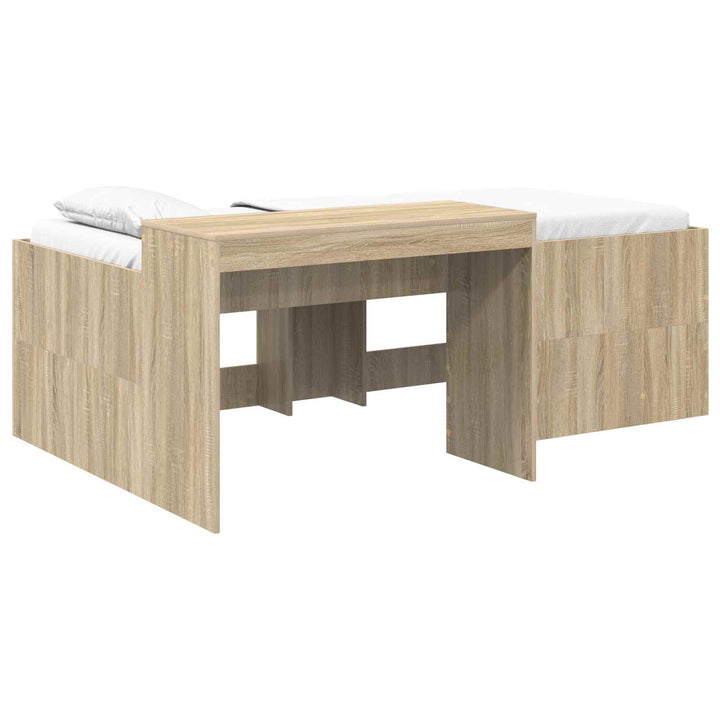 Børneseng med skrivebord Sonoma-eg 90 x 200 cm Konstrueret træ