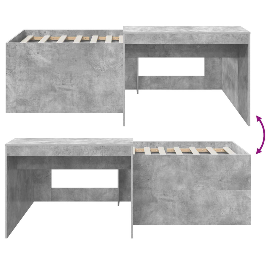 Børneseng med skrivebord Betongrå 90 x 200 cm Konstrueret træ