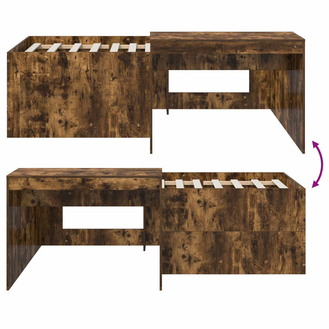 Børneseng med skrivebord Røget eg 90 x 200 cm Konstrueret træ