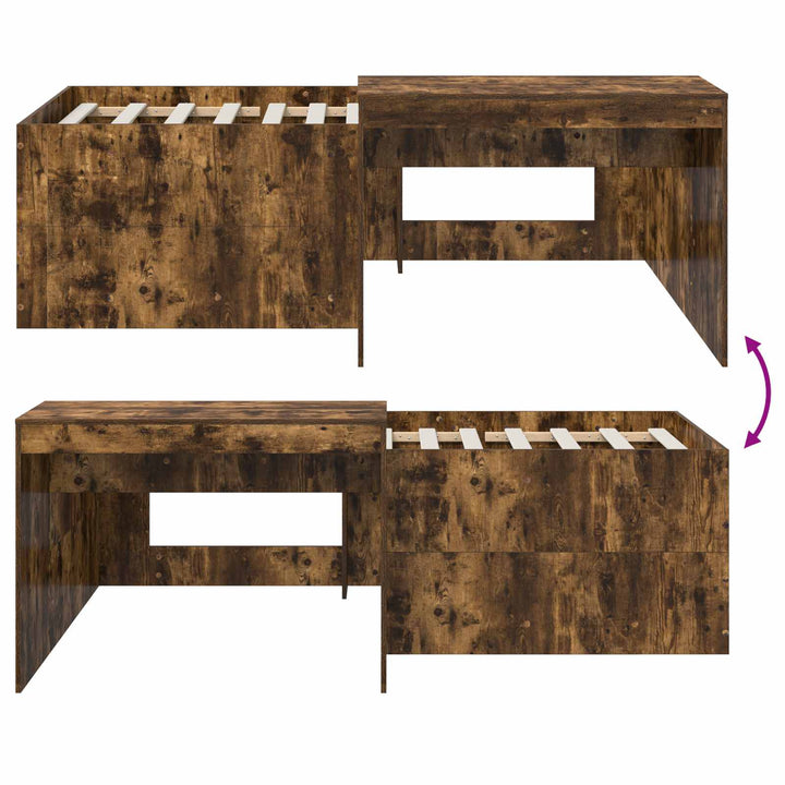 Børneseng med skrivebord Røget eg 90 x 200 cm Konstrueret træ
