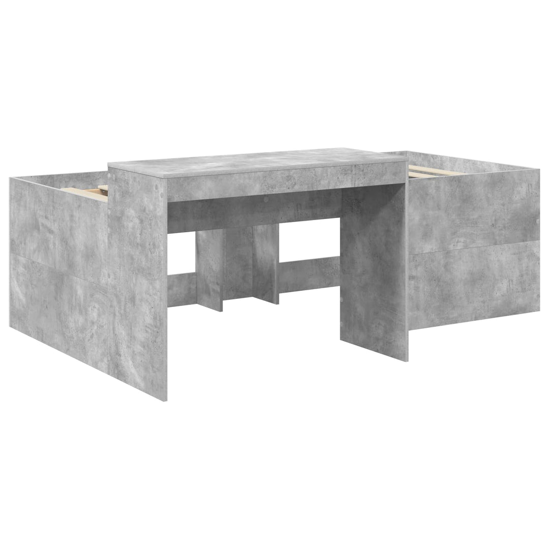 Børneseng med skrivebord Betongrå 98,5 x 200 cm Konstrueret træ