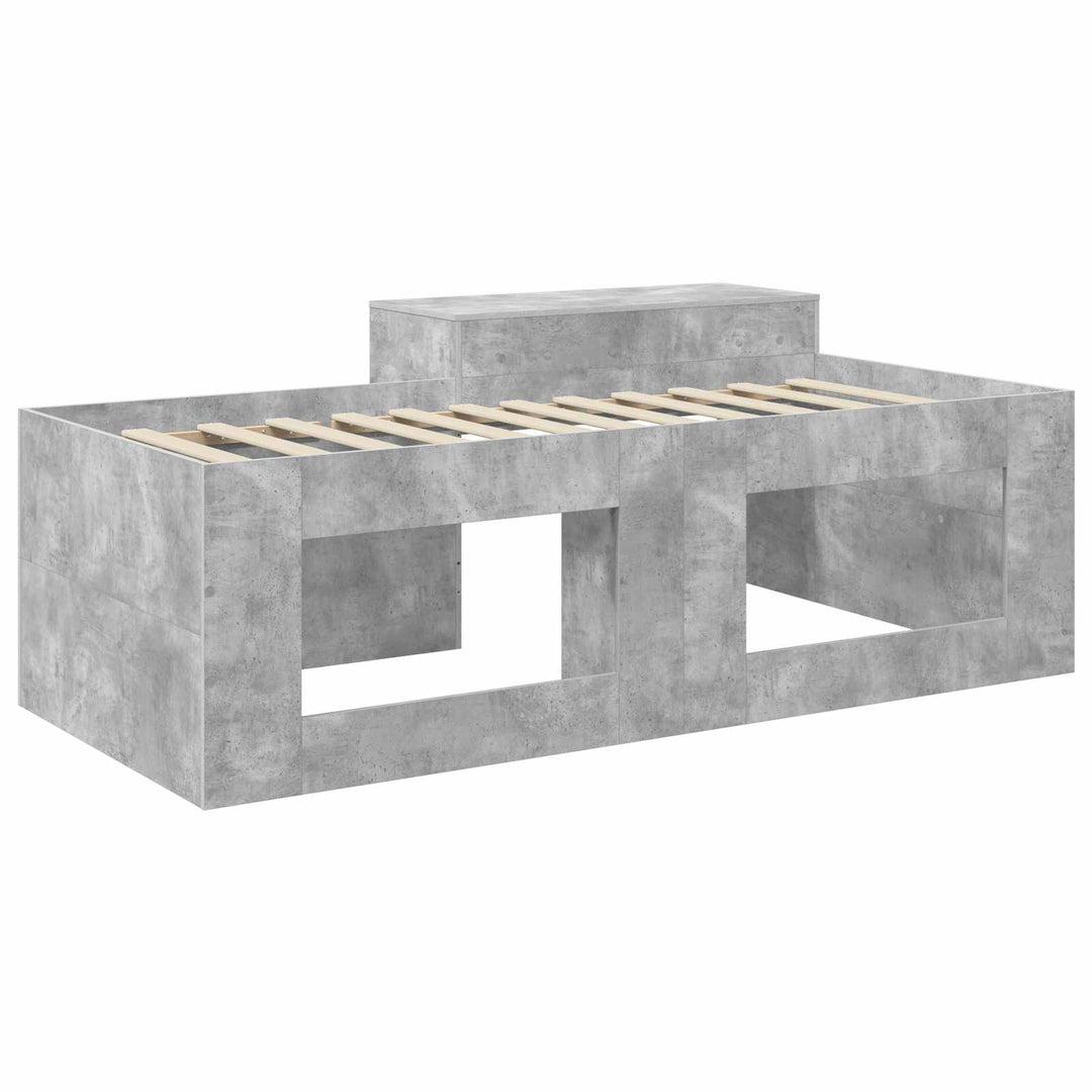 Børneseng med skrivebord Betongrå 98,5 x 200 cm Konstrueret træ