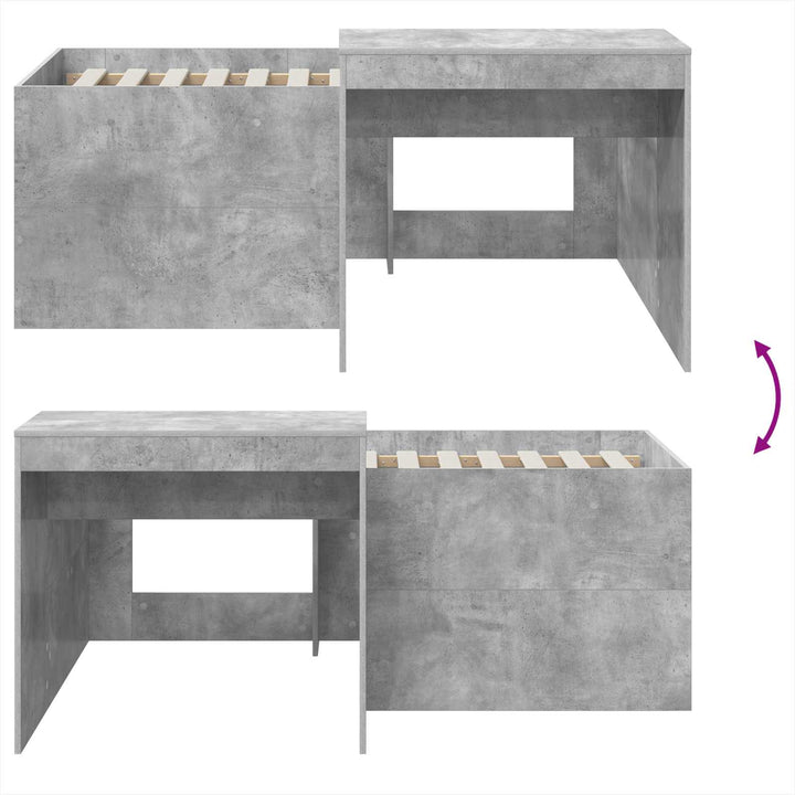 Børneseng med skrivebord Betongrå Konstrueret træ