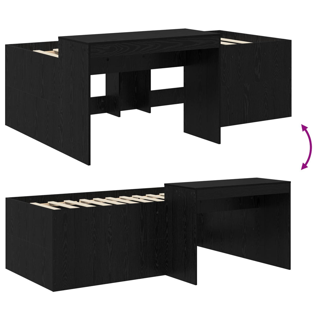 Børneseng med skrivebord Sort 75 x 190 cm Konstrueret træ