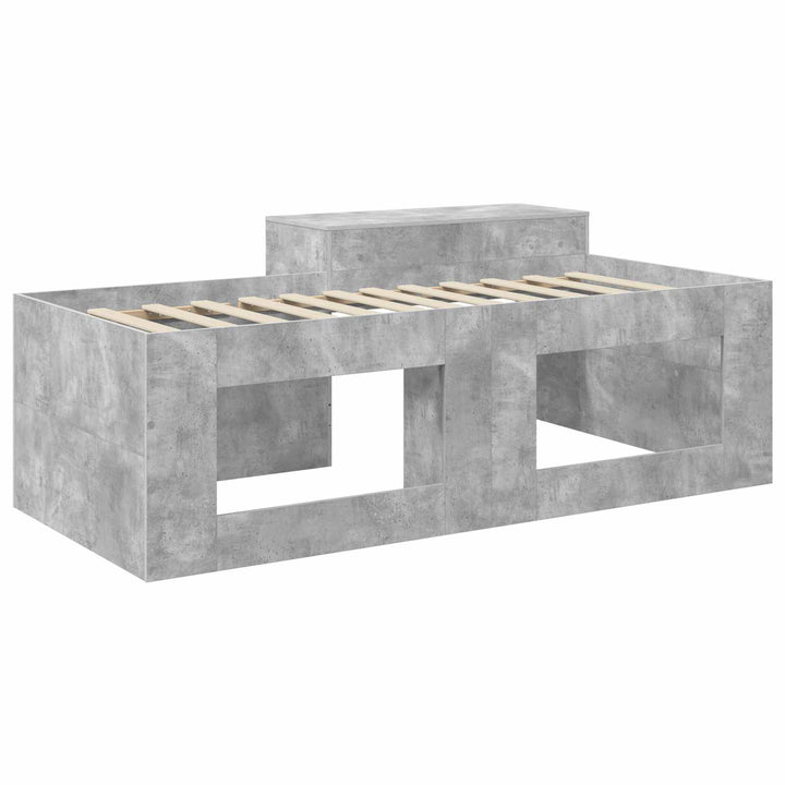Børneseng med skrivebord Betongrå 75 x 190 cm Konstrueret træ