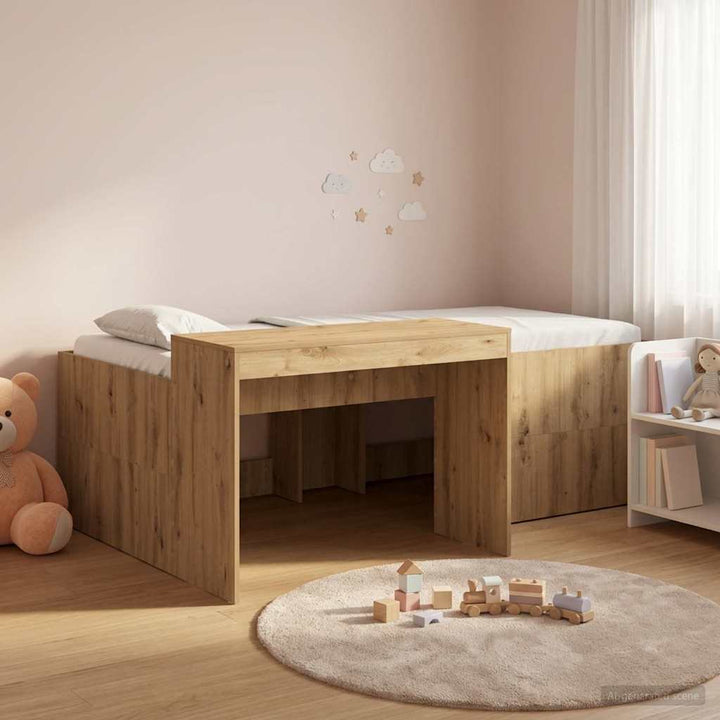 Børneseng med skrivebord Artisan-eg 75 x 190 cm Konstrueret træ