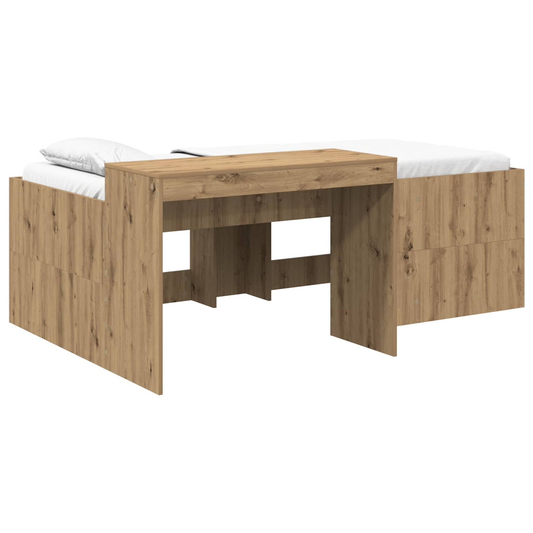 Børneseng med skrivebord Artisan-eg 75 x 190 cm Konstrueret træ