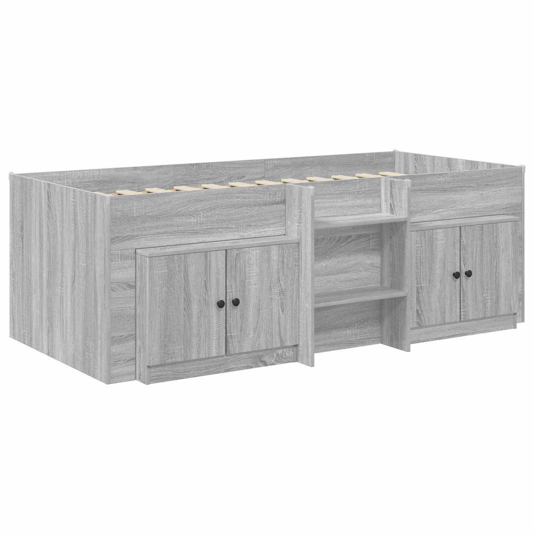 Loft seng ramme med skab 3 stk. Grå Sonoma Konstrueret træ