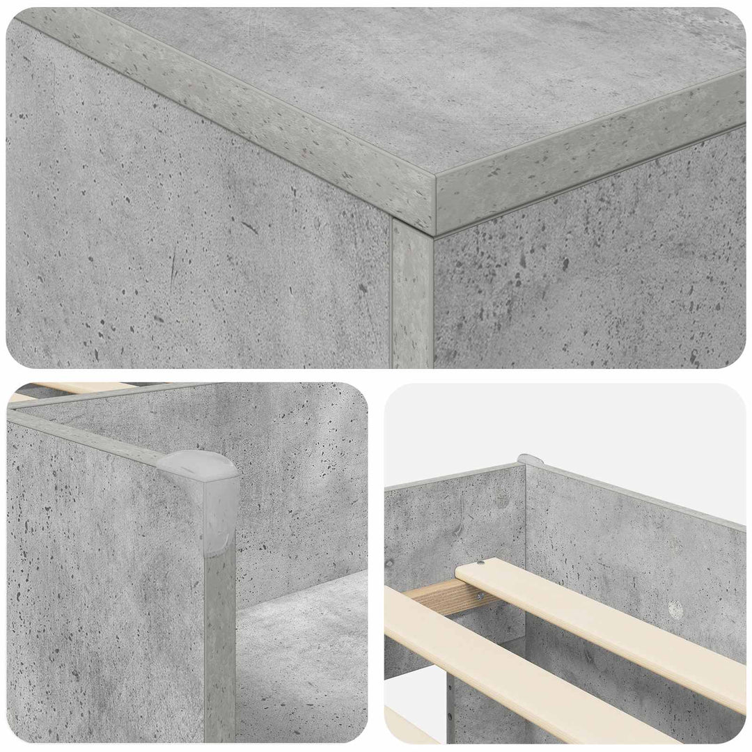 Loft seng ramme med skab 3 stk. Betongrå Konstrueret træ