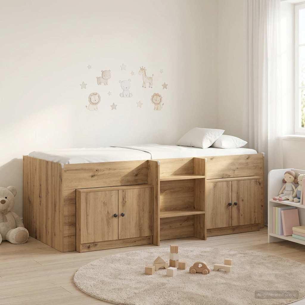 Loft seng ramme med skab 3 pcs Artisan-eg Konstrueret træ