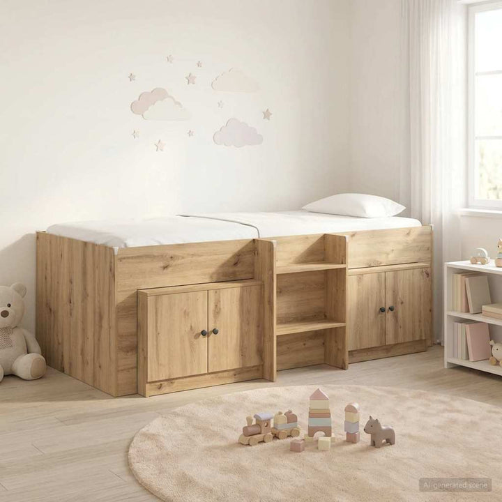 Loft seng ramme med skab 3 stk. Artisan-eg Konstrueret træ