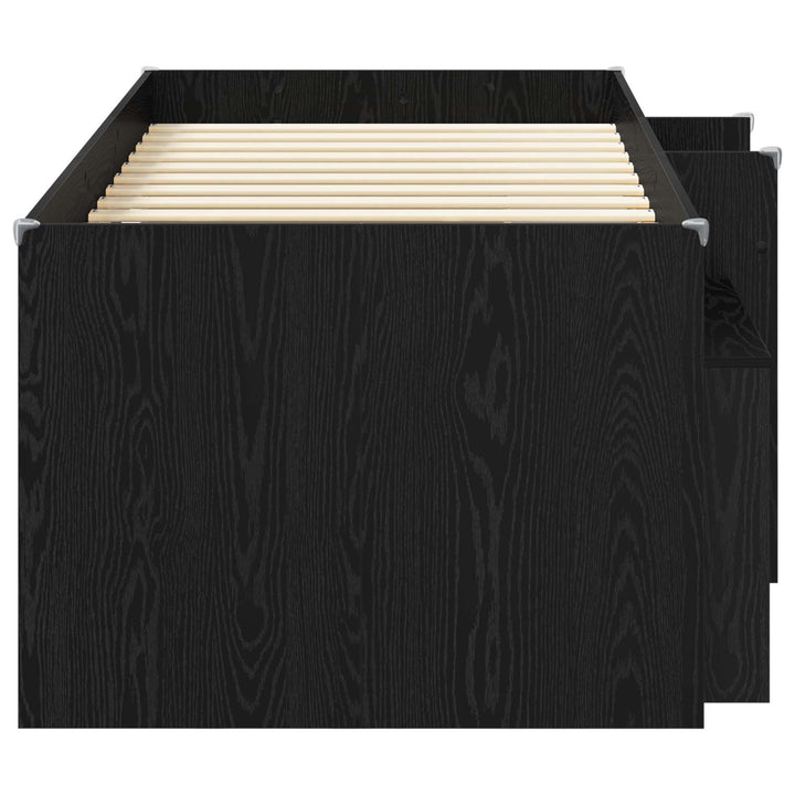 Loft seng ramme med skab med hylde 3 stk. Sort Konstrueret træ