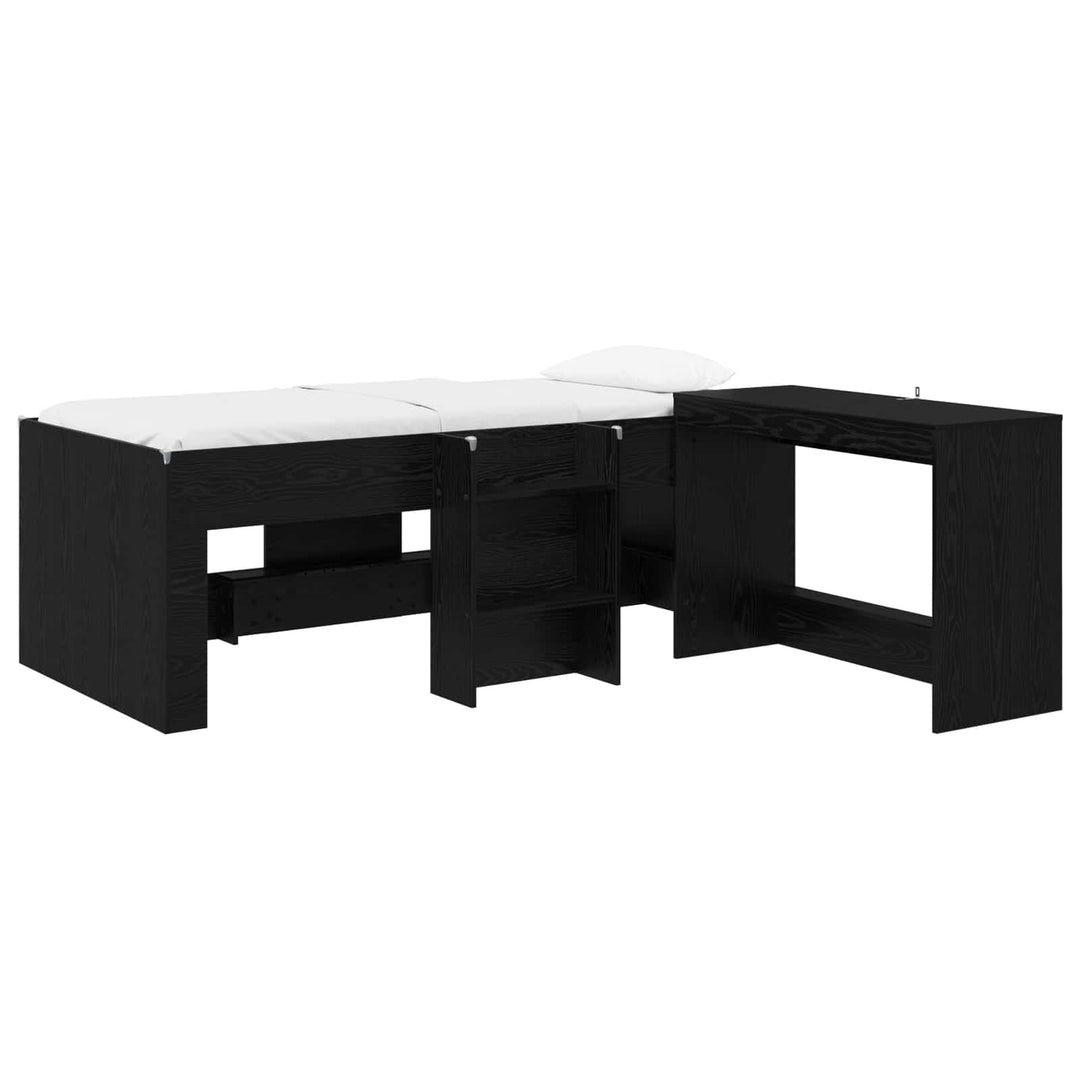 Sengestel med Skrivebord Sort eg 80 x 200 cm Konstrueret træ