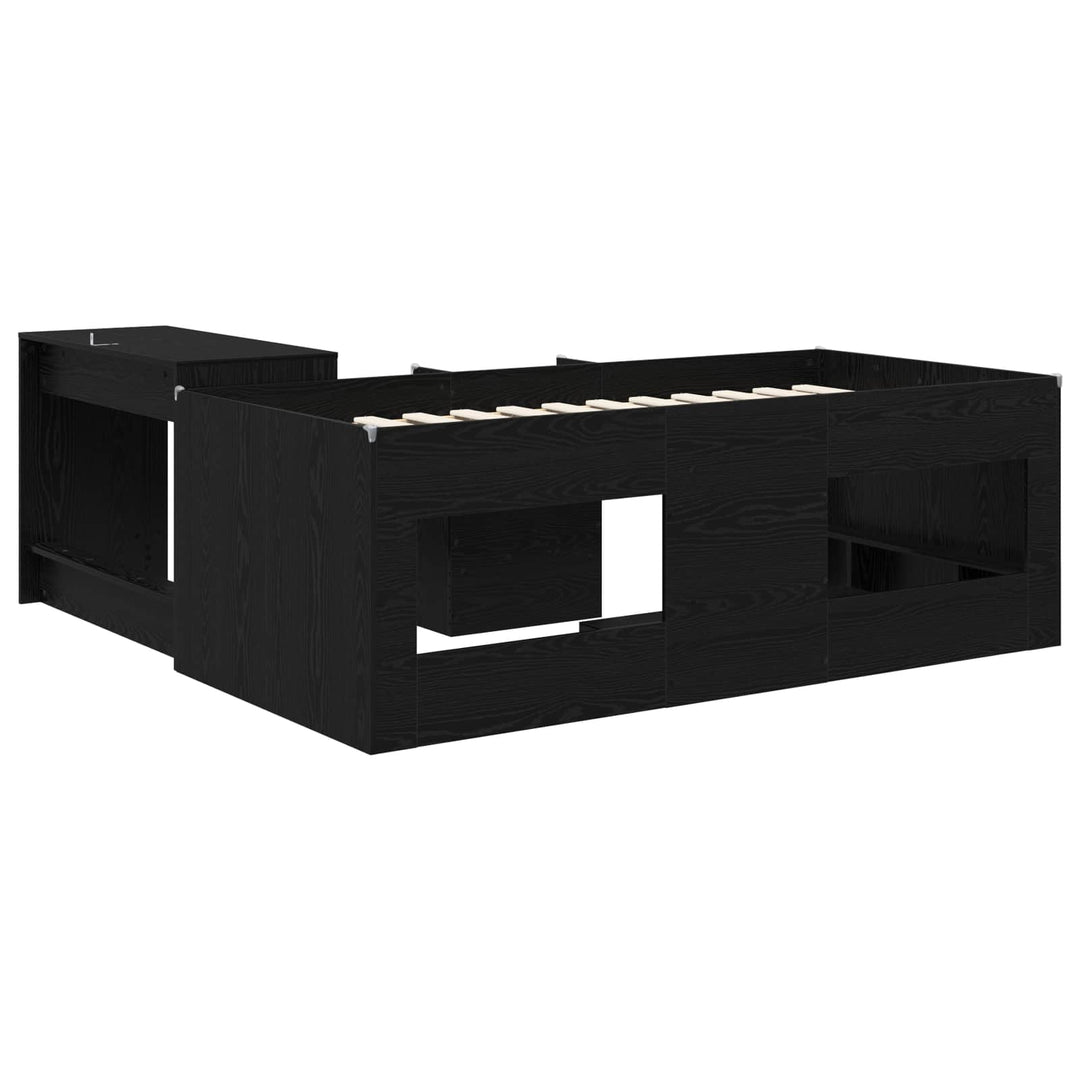Børneseng med skrivebord Sort eg 80 x 200 cm Konstrueret træ