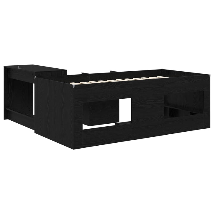 Børneseng med skrivebord Sort eg 80 x 200 cm Konstrueret træ