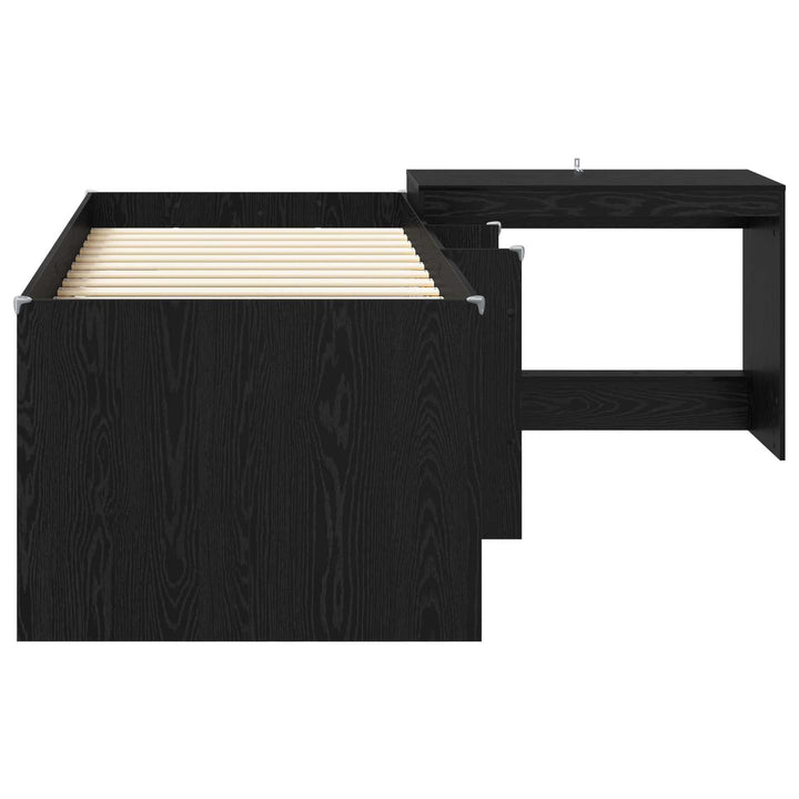 Børneseng med skrivebord Sort eg 80 x 200 cm Konstrueret træ