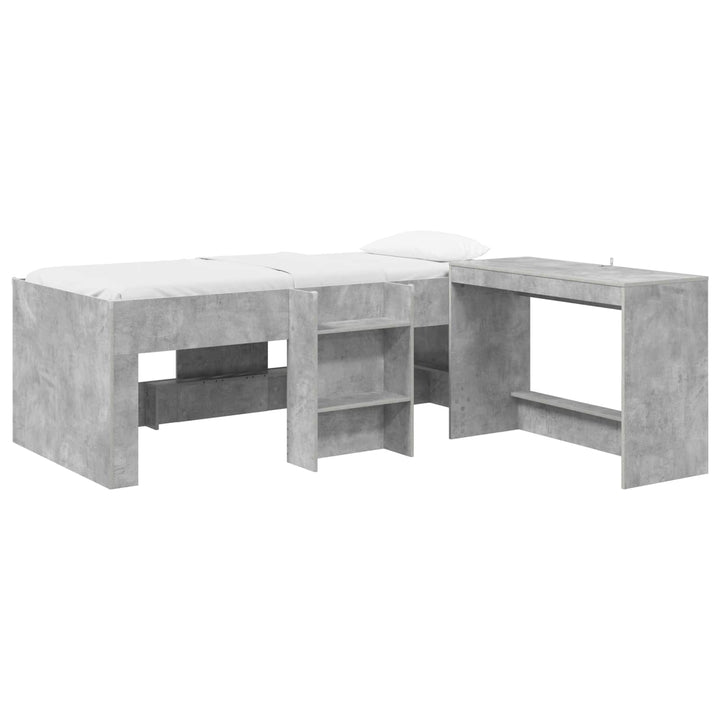 Sengestel med Skrivebord 2 stk. Betongrå Konstrueret træ