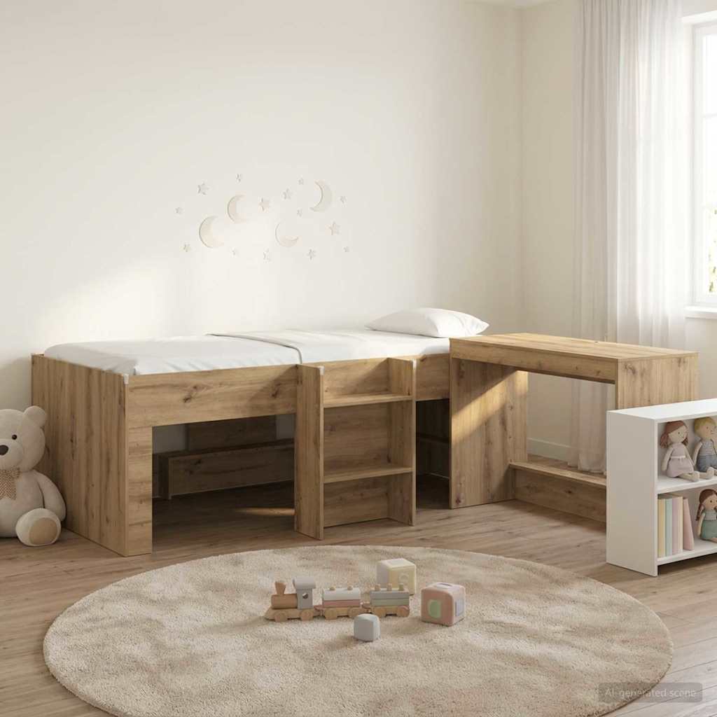 Sengestel med Skrivebord 2 stk. Artisan-eg Konstrueret træ