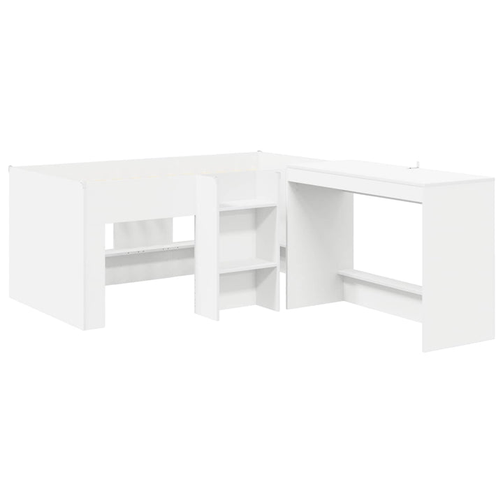 Børneseng med skrivebord Hvid 80 x 160 cm Konstrueret træ
