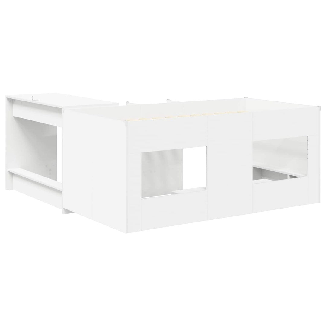 Børneseng med skrivebord Hvid 80 x 160 cm Konstrueret træ