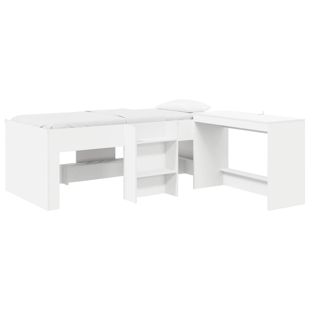 Børneseng med skrivebord Hvid 90 x 190 cm Konstrueret træ