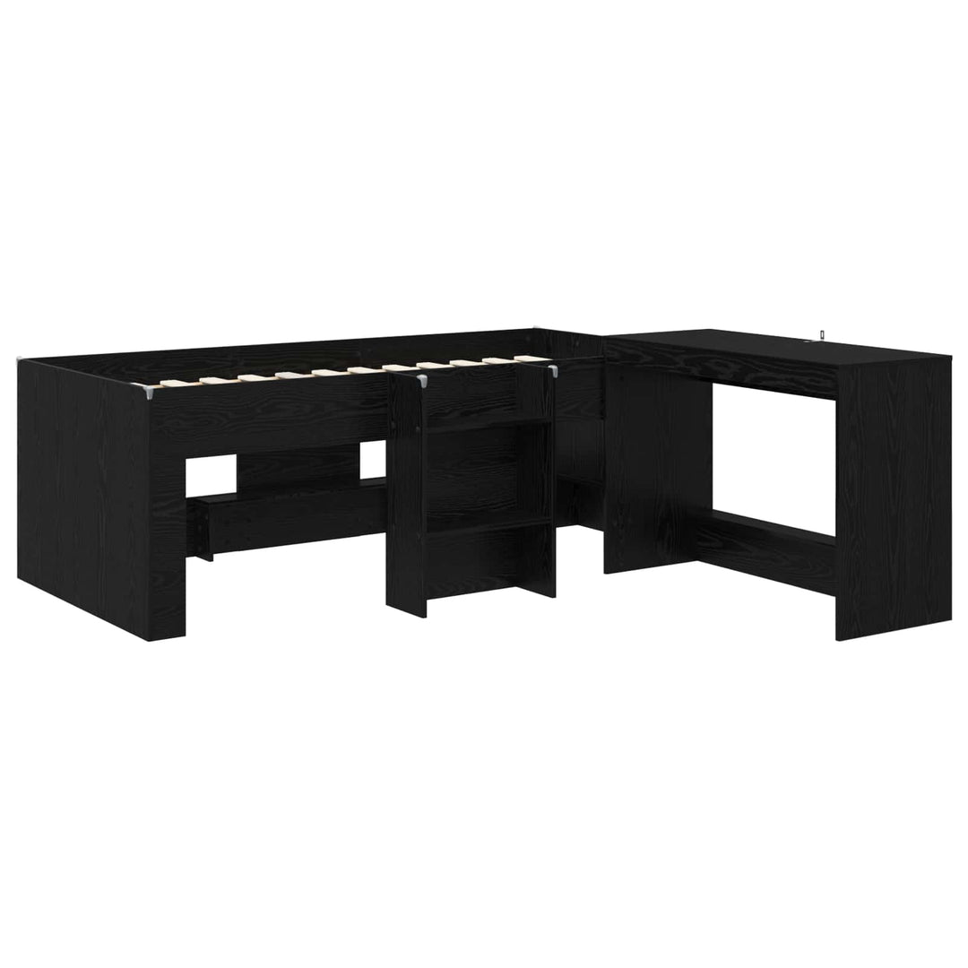 Børneseng med skrivebord Sort eg 90 x 190 cm Konstrueret træ
