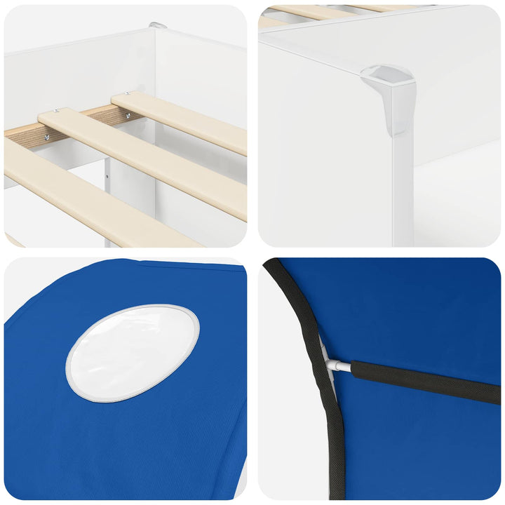 Seng med Tunnel 4 pcs Hvid og blå Konstrueret træ