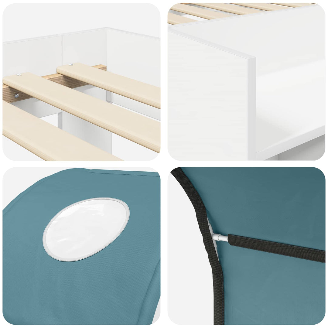 Seng med Tunnel 4 pcs Hvid og lyseblå Konstrueret træ