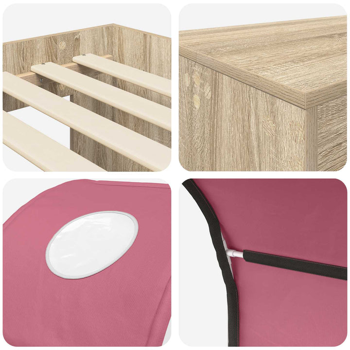 Seng med Tunnel 3 stk. Artisian Eg og Pink Konstrueret træ