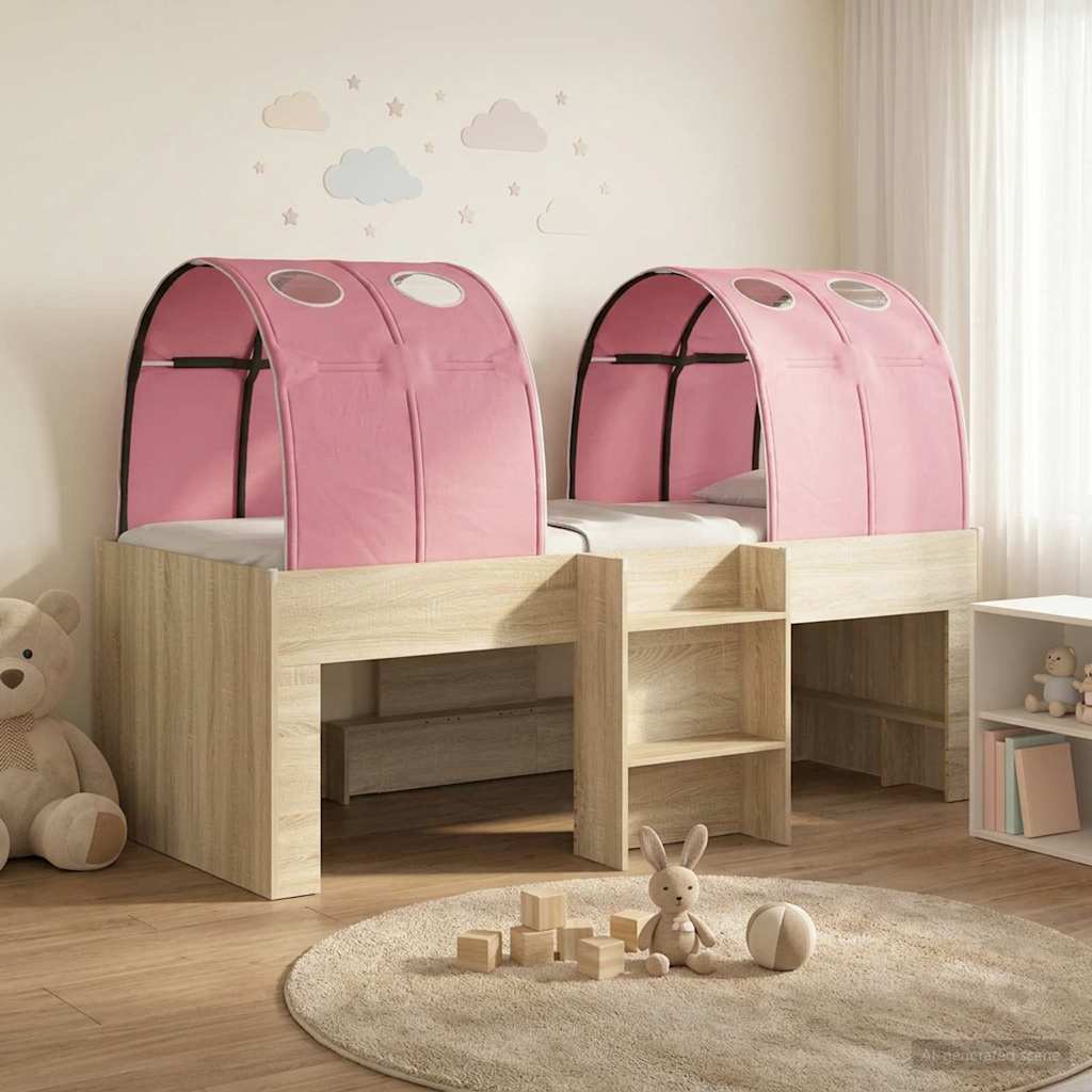 Kids'høj seng med tunnel Sonoma-eg og pink 90 x 200 cm