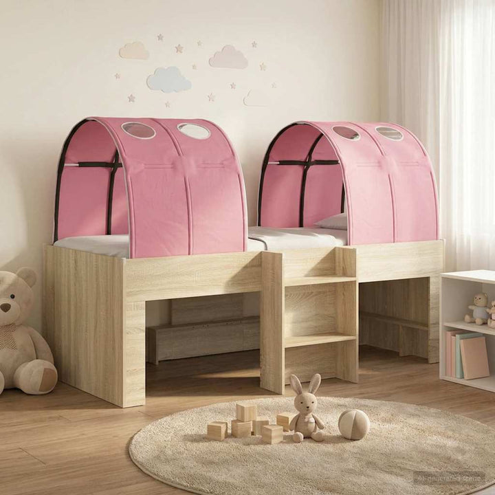 Kids'høj seng med tunnel Sonoma-eg og pink 90 x 200 cm
