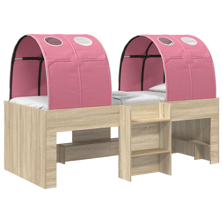 Kids'høj seng med tunnel Sonoma-eg og pink 90 x 200 cm