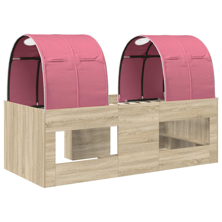 Kids'høj seng med tunnel Sonoma-eg og pink 90 x 200 cm
