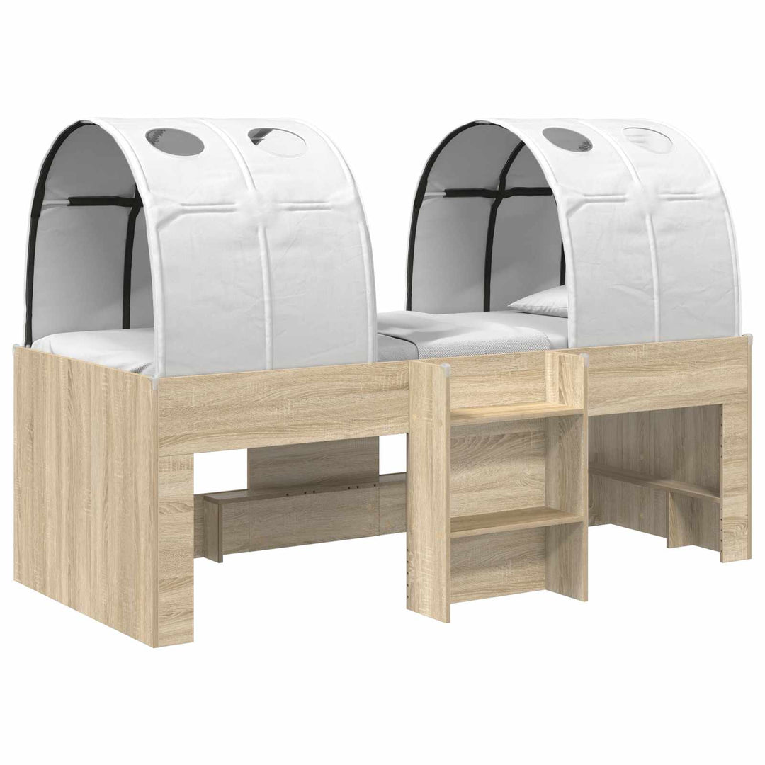 Kids'høj seng med tunnel 3 stk. Sonoma eg og hvid