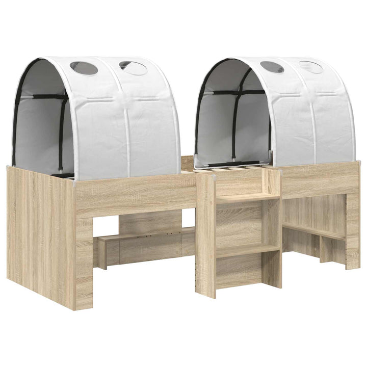 Kids'høj seng med tunnel 3 stk. Sonoma eg og hvid