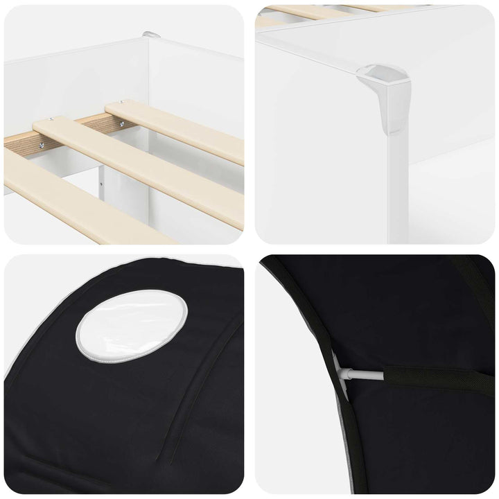 Seng med Tunnel 4 pcs Hvid og sort Konstrueret træ