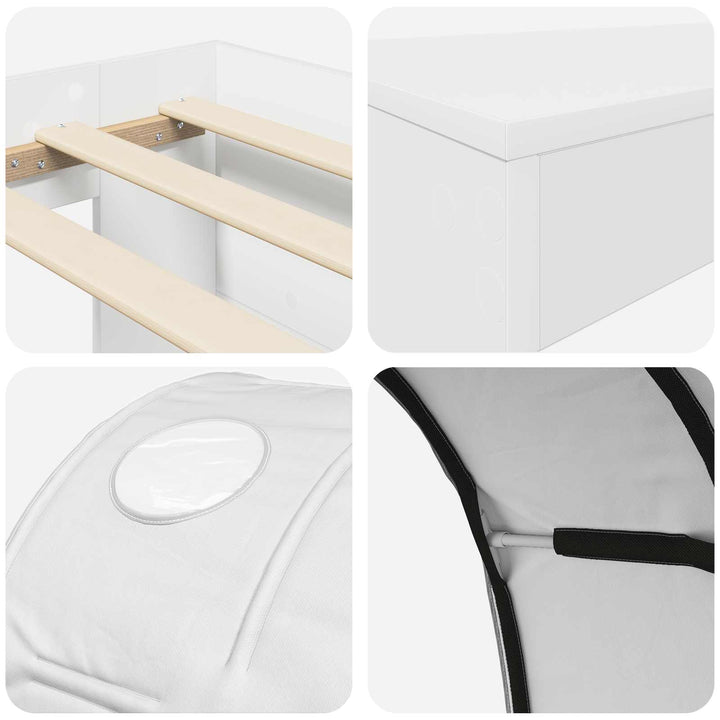 Seng med Tunnel 3 stk. Hvid Konstrueret træ