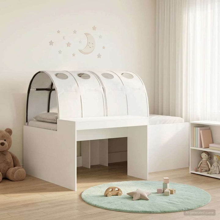 Seng med Tunnel 4 pcs Hvid Konstrueret træ