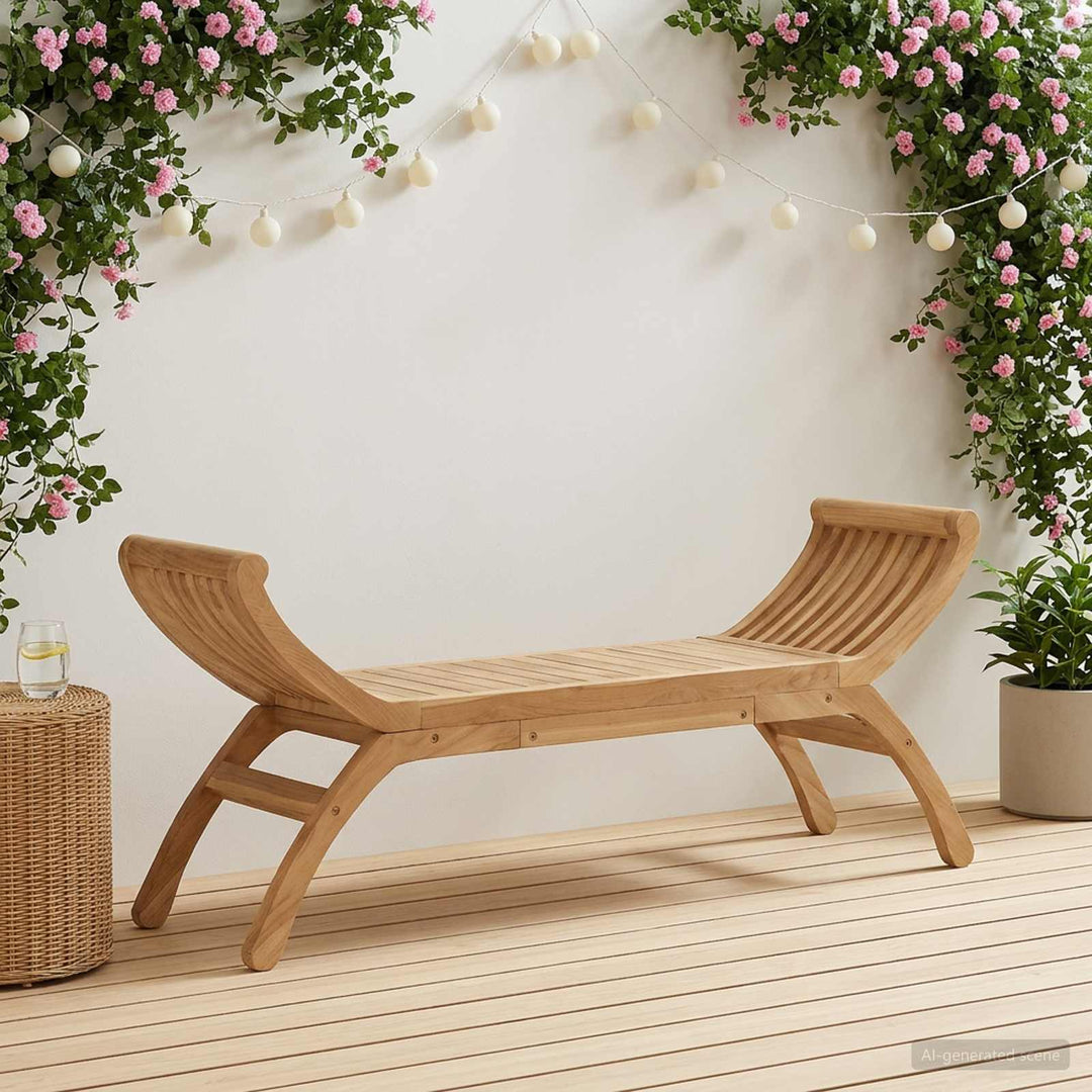 Havebænk 2 -Seater 126 cm Massiv Teaktræ Naturfarvet