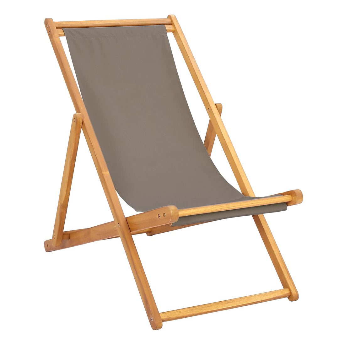 Strandstol Gråbrun Massiv Teaktræ
