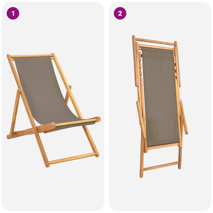 Strandstol Gråbrun Massiv Teaktræ
