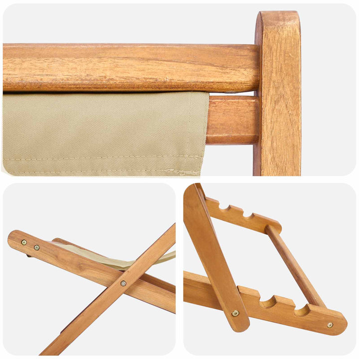 Strandstol Beige Massiv Teaktræ